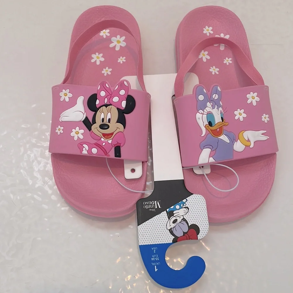 🆕 Disney Minnie Mouse & Daisy Duck Ltd Edition Kids Slide Sandals w/Strap